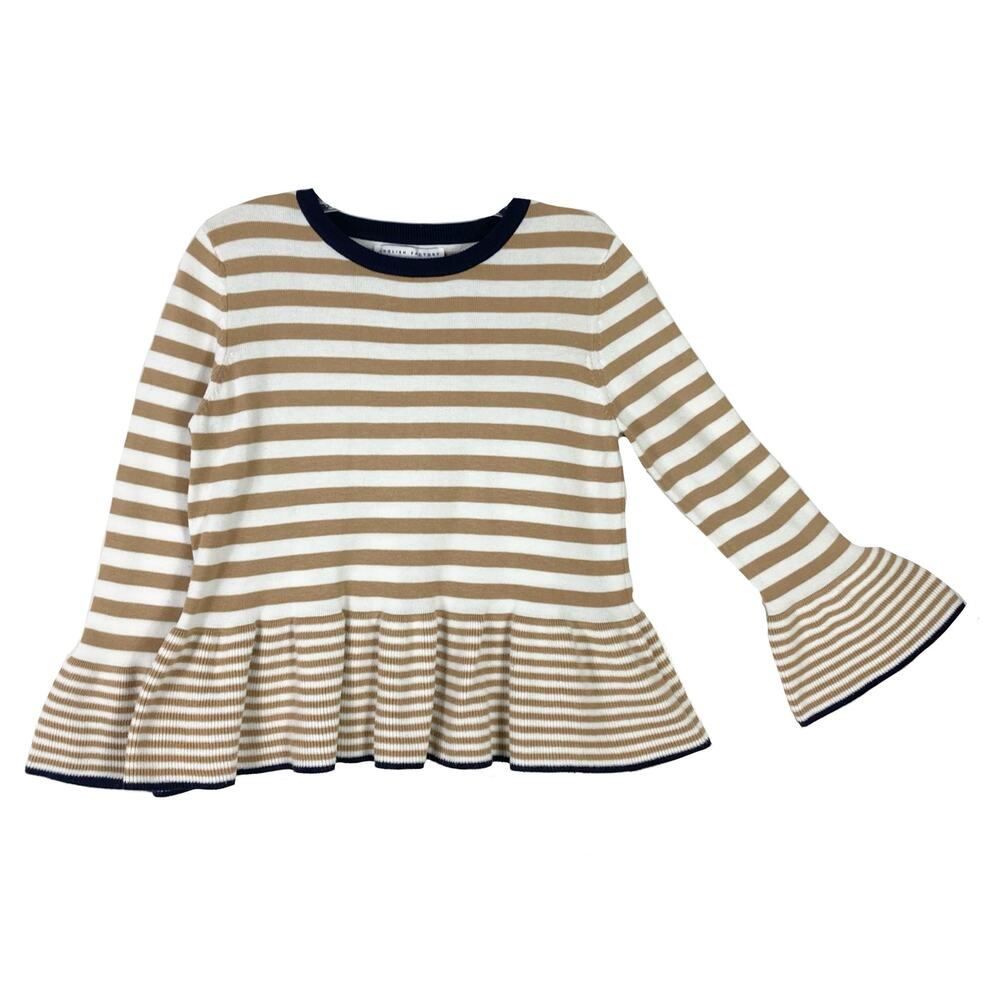 NWOT ENGLISH FACTORY Anthropologie Sweater S Stripe Peplum Flare Flounce Sleeve